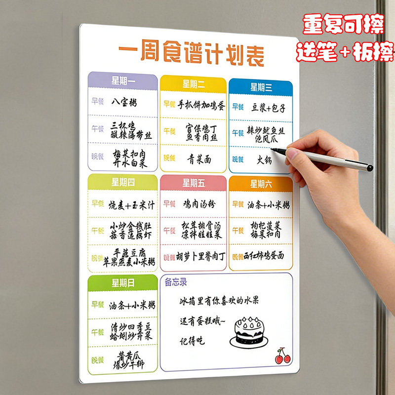 磁性冰箱贴留言板计划表周食谱冰箱贴装饰创意磁力贴食材展示板冷藏冷冻区白板装饰磁性贴提醒牌备忘录磁贴,文具电教/文化用品/商务用品,标志牌/提示牌/付款码,淘宝优惠券,粉丝福利购,淘宝优惠卷
