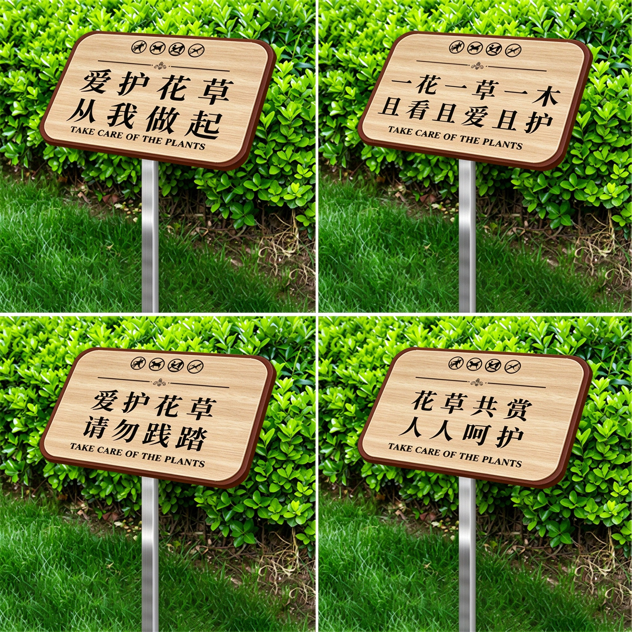 爱护花草提示牌请勿踩踏草地