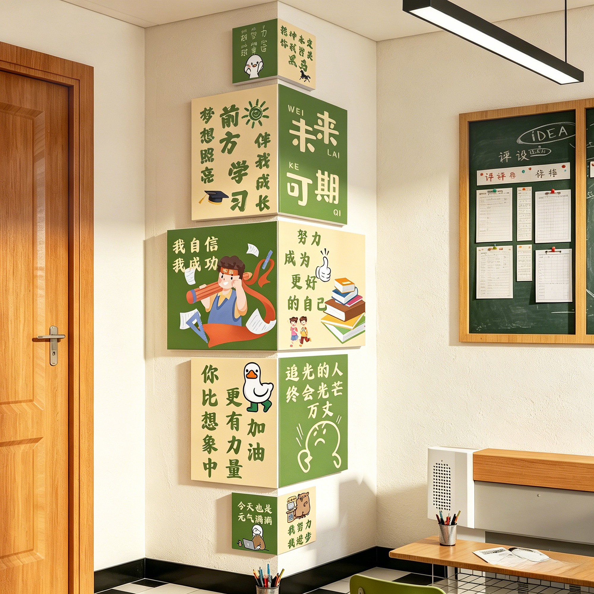班级文化墙贴纸教室布置装饰环创小学教室墙面拐角励志标语墙贴QT