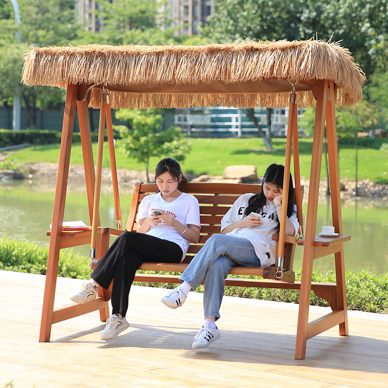 户外庭院实木秋千荡秋千花园院子千秋农村小院子双人休闲秋千吊椅