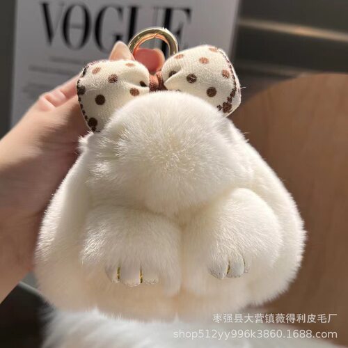 可爱真獭兔毛蝴蝶结小兔子汽车