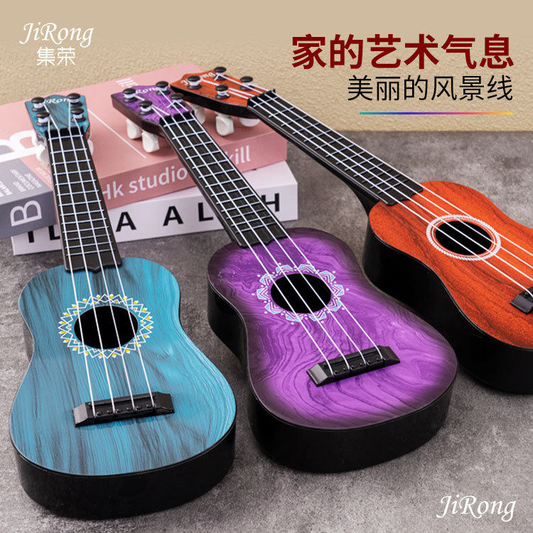 夜市引流摆地摊42cm中号圆形木纹吉他尤克里里乐器电子琴货源玩具