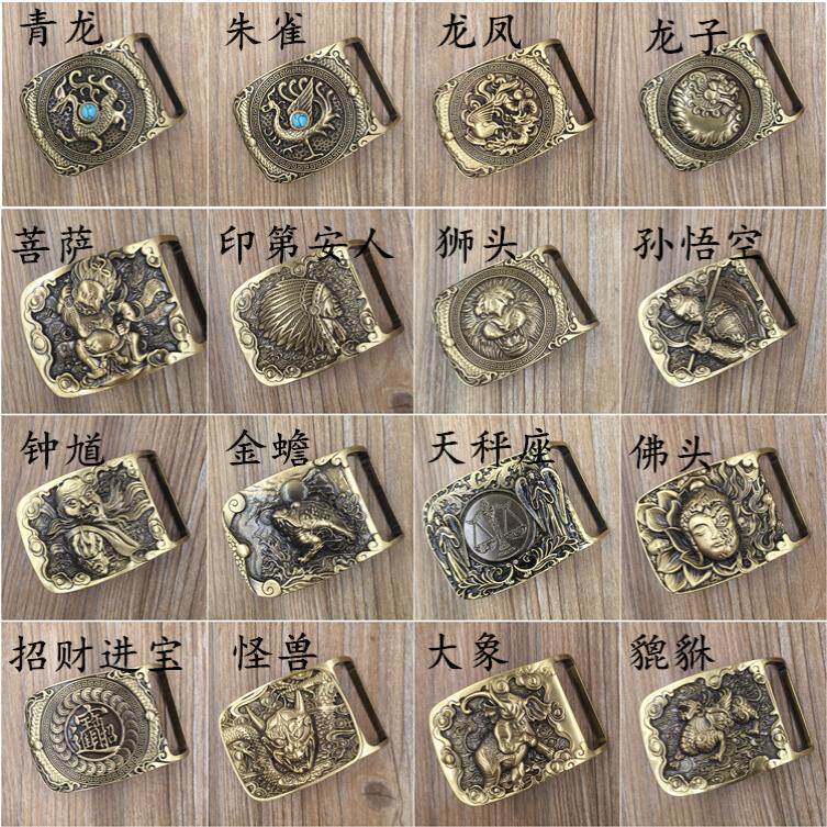 复古雕花男士黄铜皮带扣头铜扣