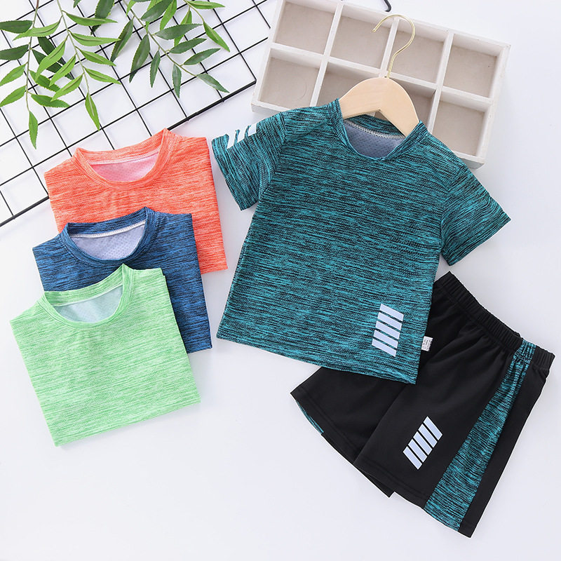 速干衣套装夏季男童冰丝背心运动服短裤篮球服两件套童装透气速干