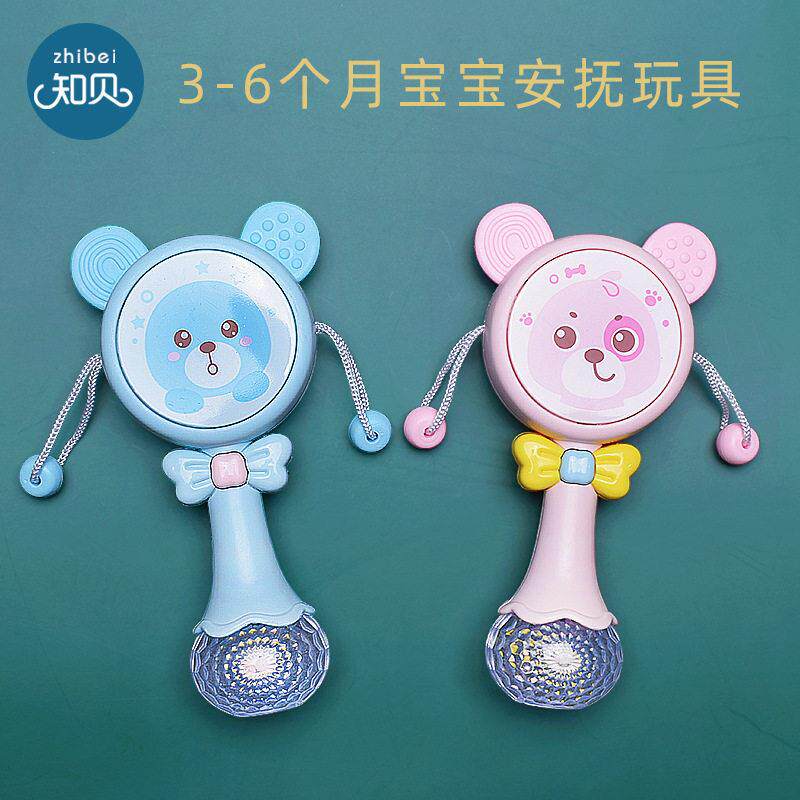婴儿拨浪鼓可啃咬0到3个月手摇鼓音乐波浪鼓摇摇鼓玩具0一6月