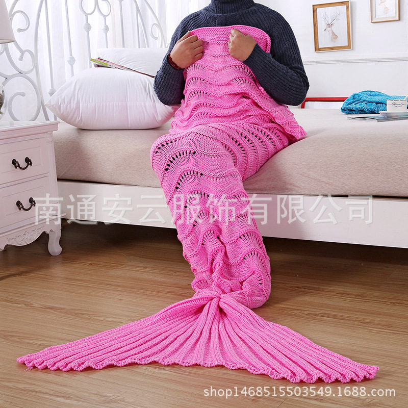 夏季纯色午睡毯美人鱼时尚波纹