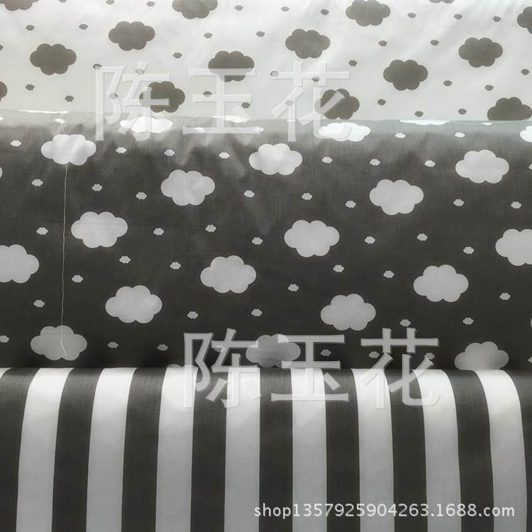 韩式几何纯棉印花面料小花布 云朵条纹里子纯棉布料 手工diy花布