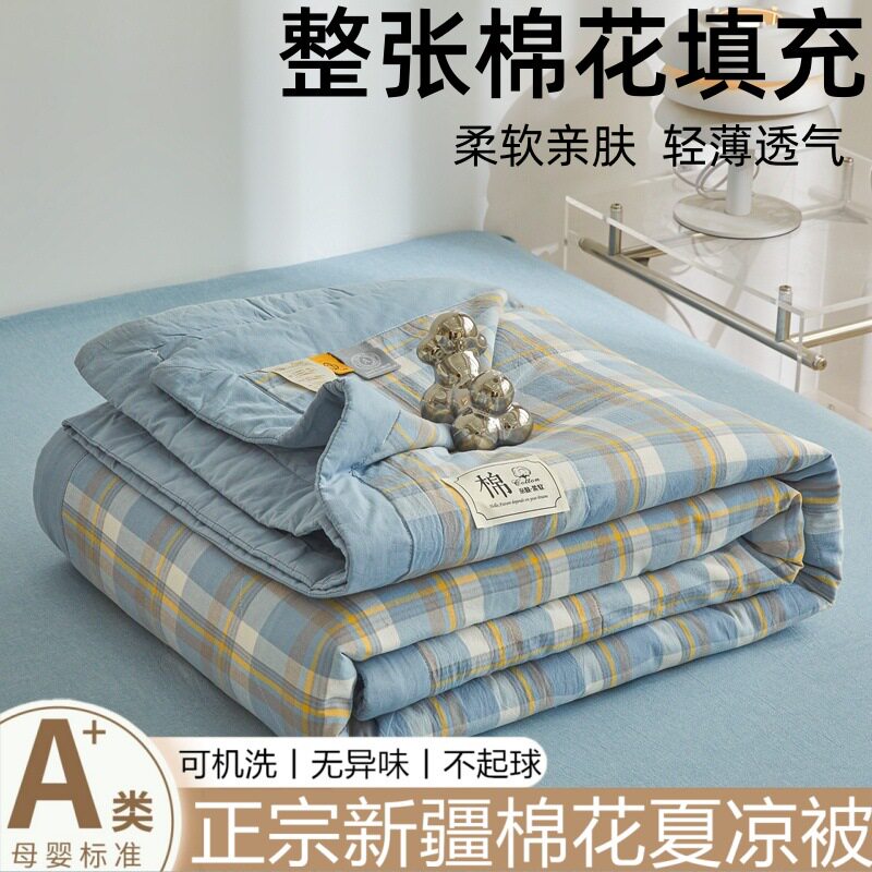 a类母婴级新疆棉花夏凉被可机洗夏被水洗棉夏季空调被礼品薄被子A