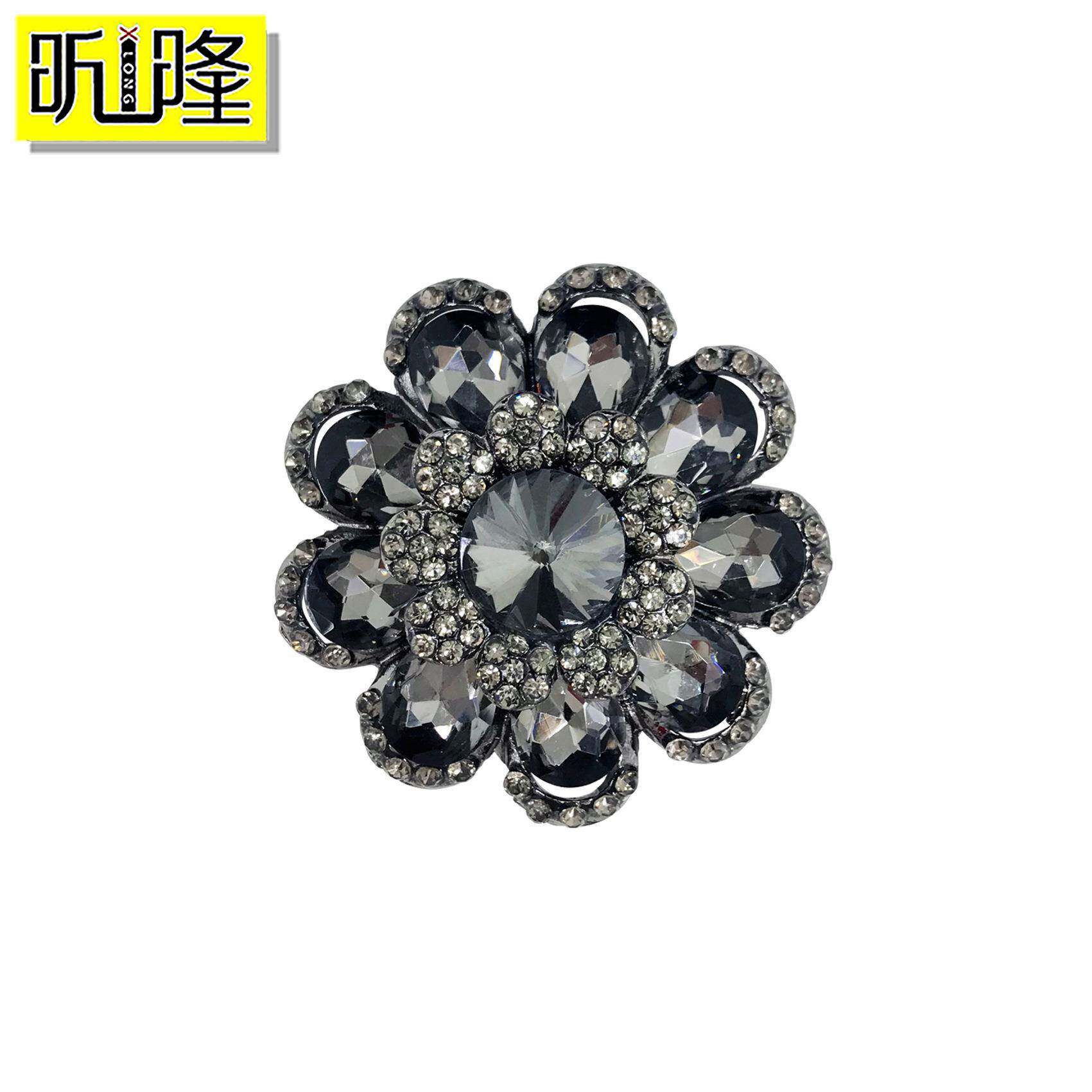 厂家直销金属服装辅料 新款花形裘皮扣钮扣 合金水钻纽扣装饰扣
