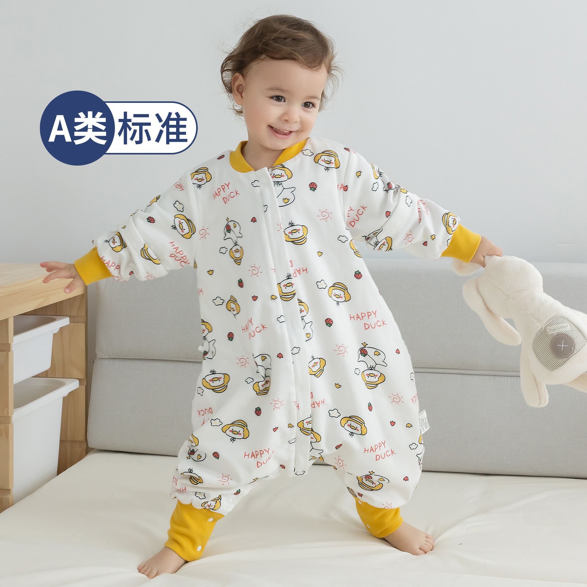 2025婴儿睡袋春秋季双层纯棉宝宝分腿睡袋幼儿园儿童空调房防踢被