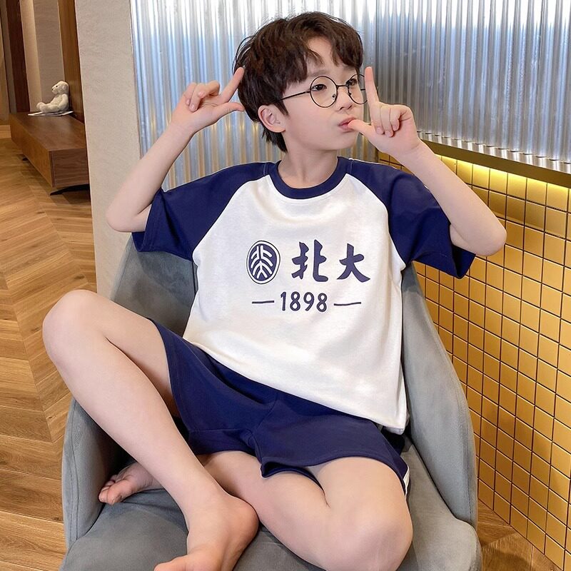 男童睡衣夏季薄款短袖纯棉儿童男孩夏款2025新款青少年家居服套装