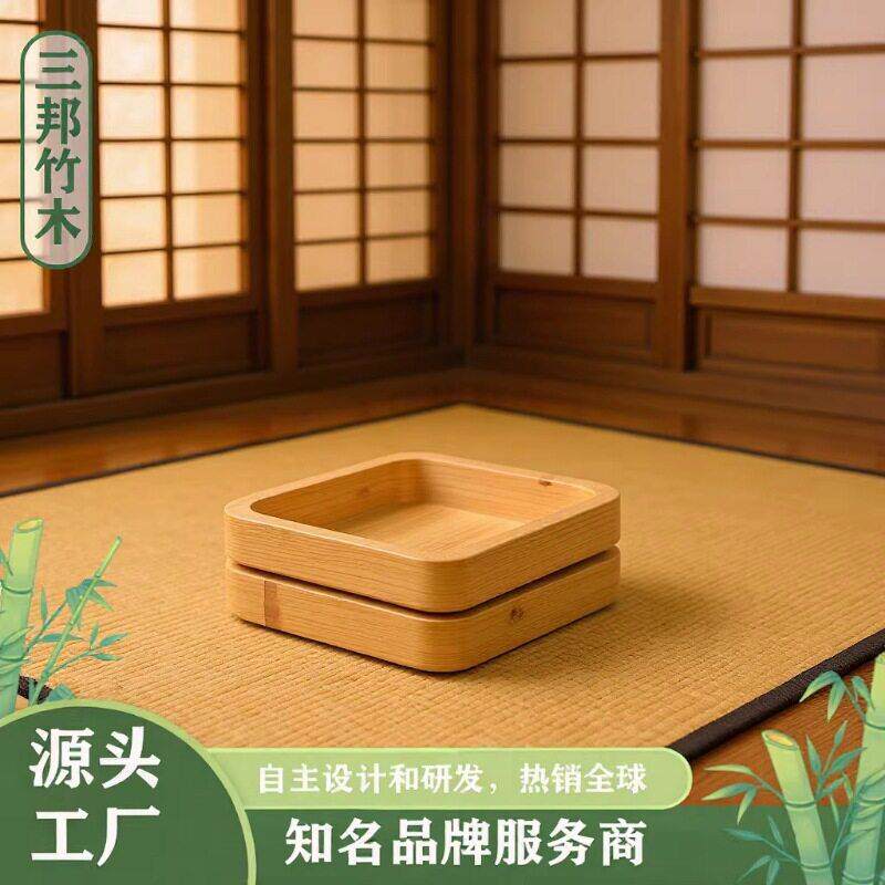 日式竹制方碟跨境酱料碟竹制方形盎司开胃菜甜点盘零食盘套装