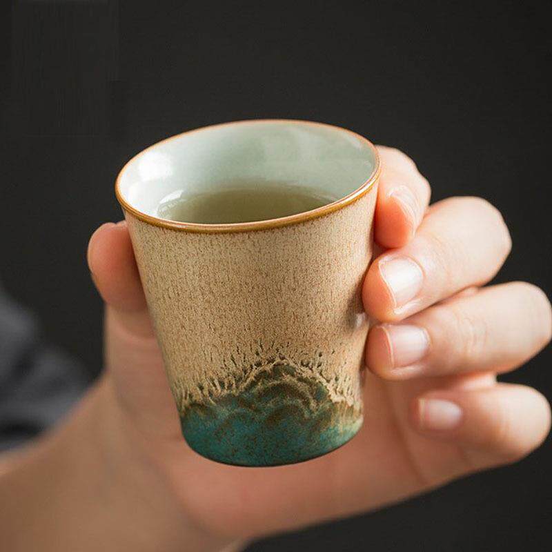 远山品茗杯陶瓷小茶杯斗笠杯日式简约复古功夫茶具主人杯闻香单杯