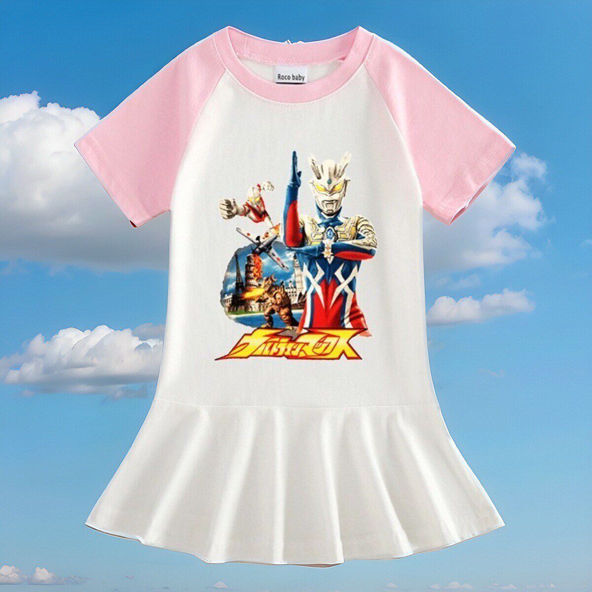 迪迦女童奥特曼裙子2024新款儿童粉色套装卡通超人cos六一演出服