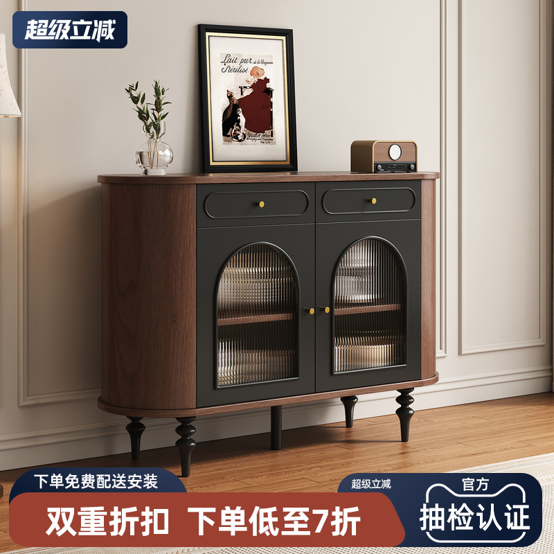 法式复古实木餐边柜中古玄关柜
