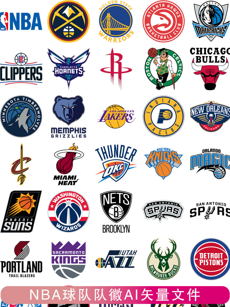 nba赛事球赛队徽logo矢量ai格式png高清可编辑商标设计文化墙设计