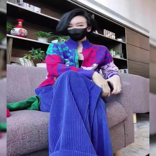 休闲运动套装女春秋欧货高端印花针织开衫长裤搭配一整套搭配