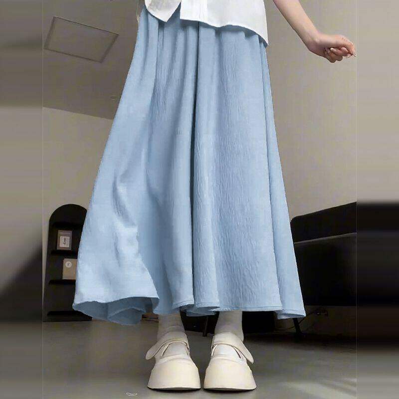 2026早春新款慵懒风蓝色休闲裤子女夏季垂感裙裤宽松直筒阔腿长裤