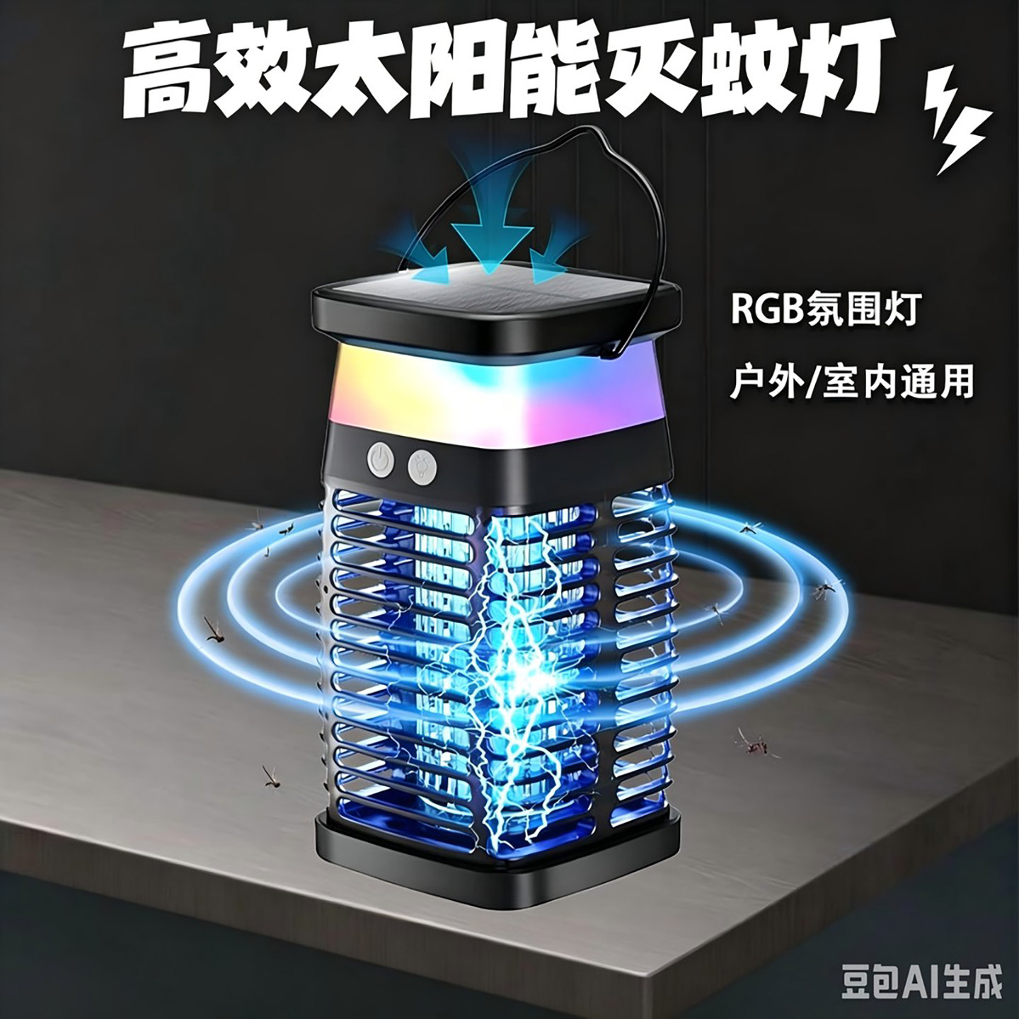 太阳能灭蚊灯紫光诱捕式户外便携节能高效杀虫灯室内外静音驱蚊灯