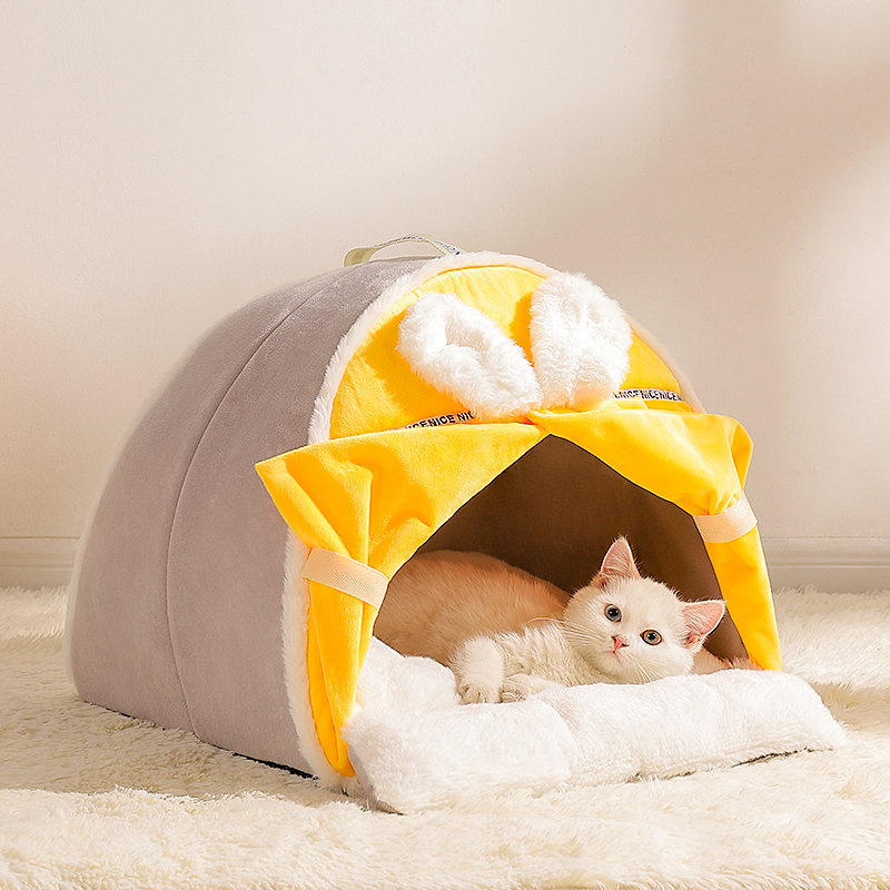 猫窝冬季保暖幼猫猫咪床四季通用睡觉的猫屋帐篷冬天房子半封闭式