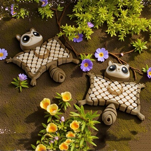 3D打印新款枯木色小飞鼠蜜袋鼯钥匙扣装饰玩具节日模型创意礼物