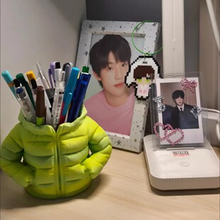 羽绒服笔筒创意棉袄设计3D打印摆件桌面办公室收纳盒送朋友礼物