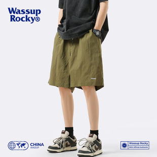 ins休闲宽松跑步运动沙滩裤 男夏季 WASSUP联名714日系冰丝速干短裤