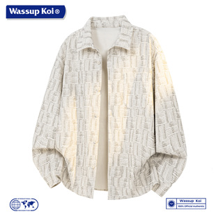 WASSUP KOI联名港式复古风印花夹克男春秋宽松潮流外套休闲上衣服