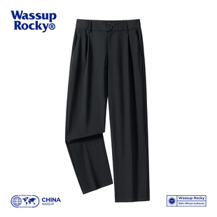 WASSUP ROCKY日系冰丝西装裤男夏季潮牌休闲长裤宽松垂感直筒裤子