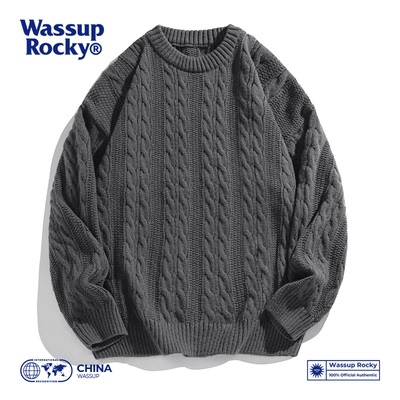 WASSUPROCKY日系复古圆领针织衫