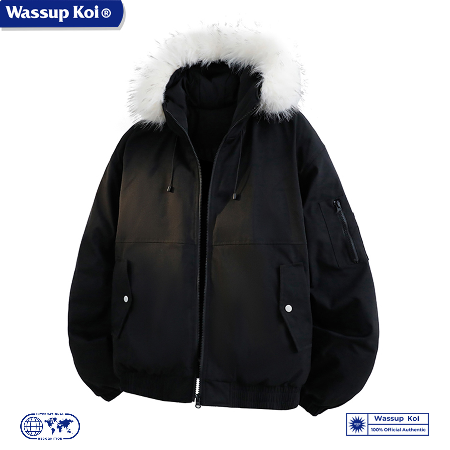 WASSUP加厚美式复古连帽毛领夹克