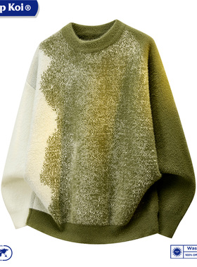 Wassup Koi联名撞色渐变毛衣男圆领保暖内搭针织衫休闲高级感上衣