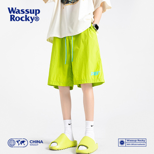 直筒宽松沙滩五分裤 男夏季 Rocky潮牌冰丝速干休闲运动短裤 Wassup