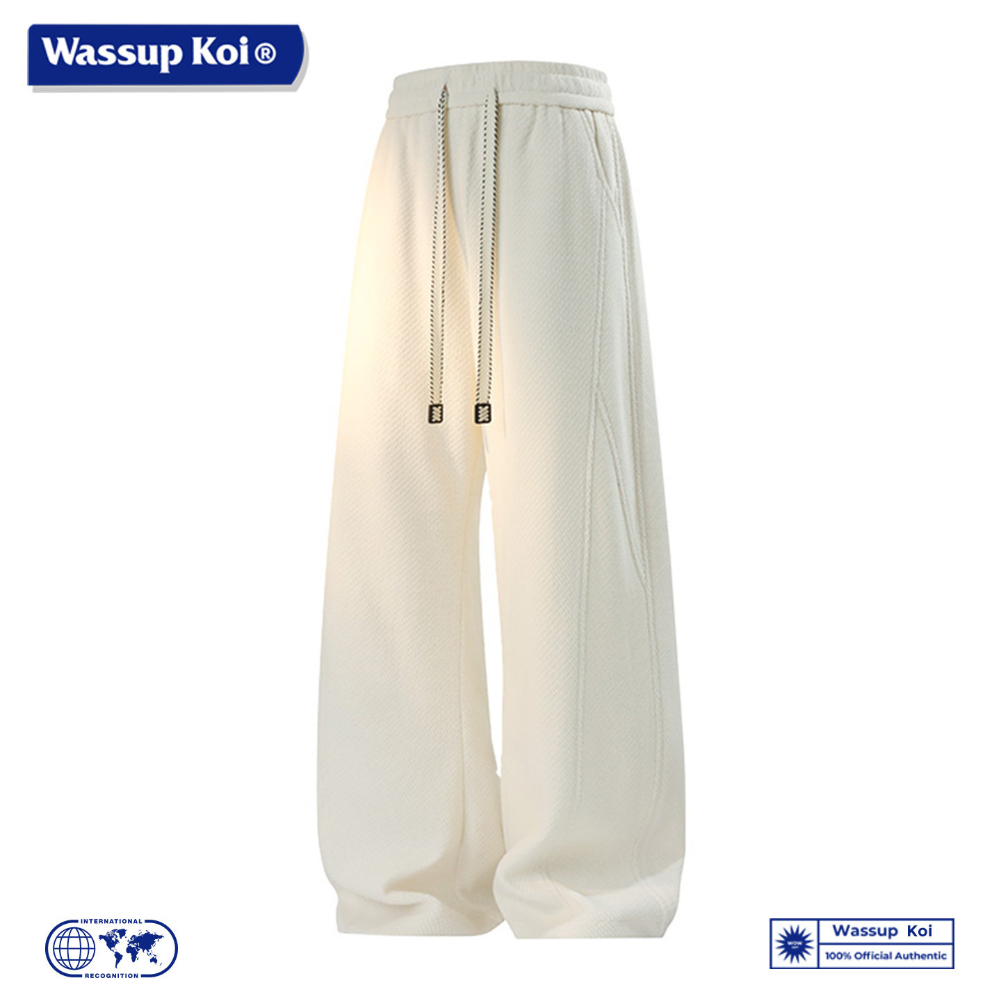 WASSUP KOI联名简约运动风阔腿裤男宽松直筒休闲长裤松紧腰裤子男,男装,休闲裤,淘宝优惠券,粉丝福利购,淘宝优惠卷