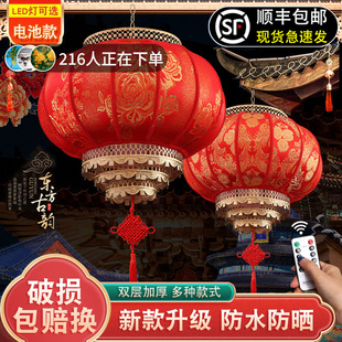 2026新款大红灯笼挂饰免插电户外春节新年别墅大门口乔迁阳台吊灯