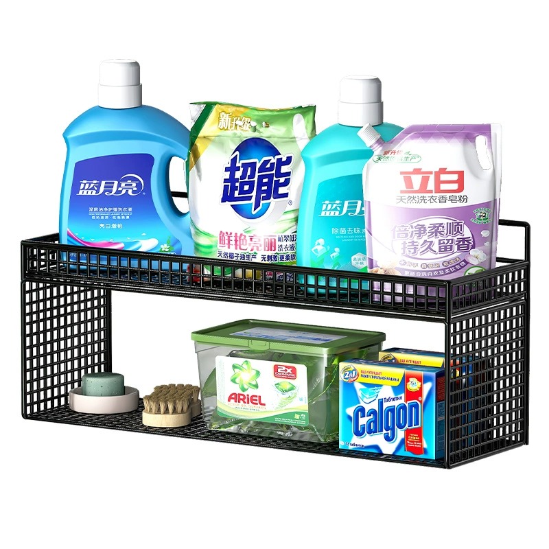 洗衣机上方置物架壁挂式卫生间浴室阳台洗衣液收纳架子神器免打孔
