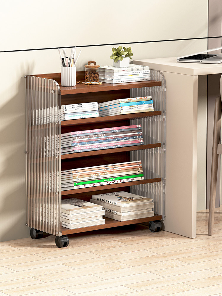 移动桌面存储架桌面轮式书柜书柜儿童书架书桌侧存储手推车