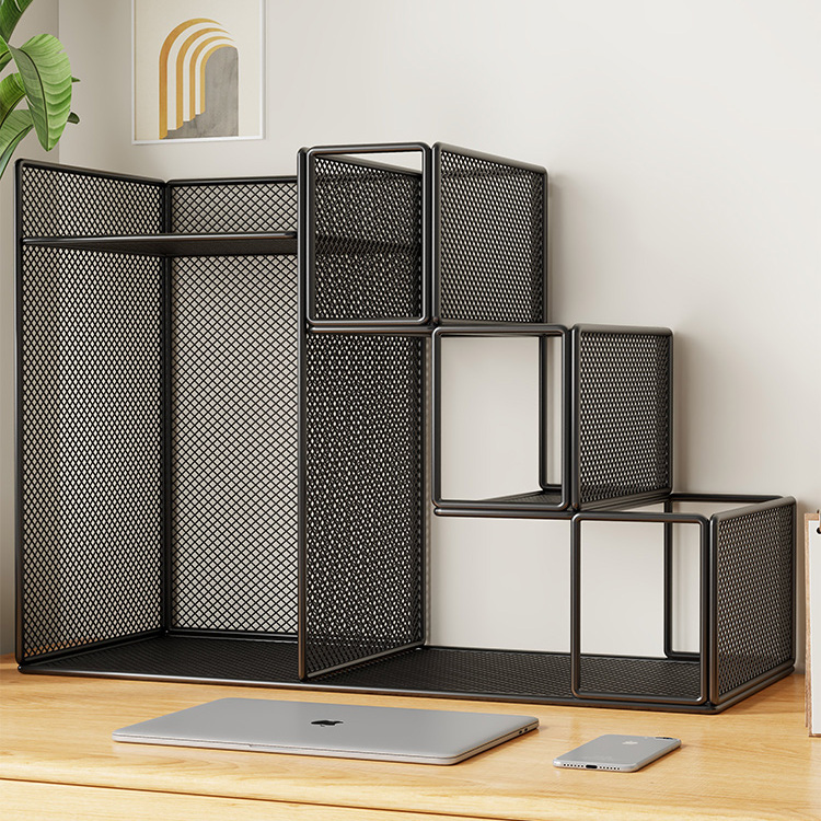 办公桌面置物架文件收纳层架文件收纳盒办公用品大全多层文件架文件夹框文件夹资料档案整理架铁艺金属书立架