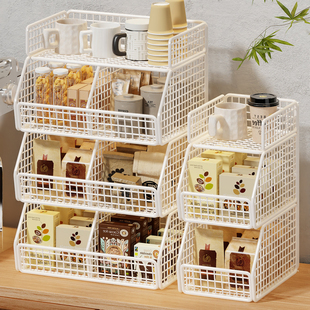 桌面置物架餐桌上水杯零食架子办公室客厅厨房分格台面调料收纳盒