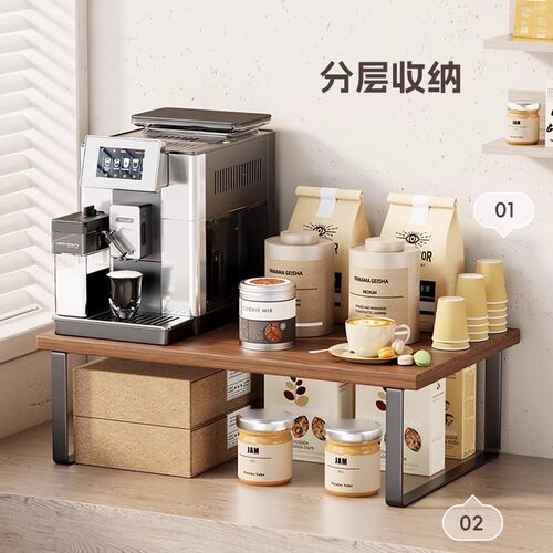 实木水吧胶囊展示架咖啡机增高架垫高底座桌面咖啡器具茶包收纳盒