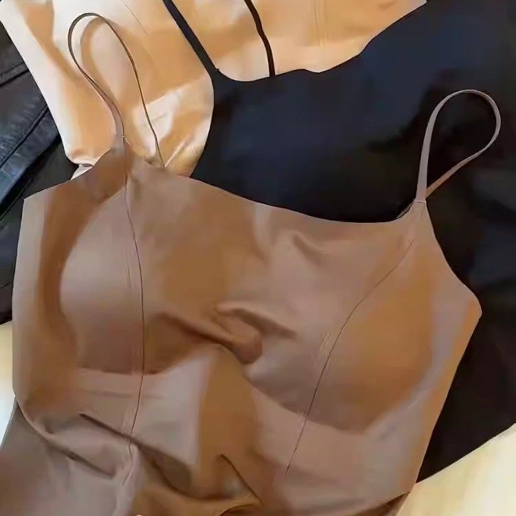 美背吊带文胸一体咖色抹胸上衣女修身无痕打底内衣带胸垫背心内搭,女装/女士精品,背心吊带,淘宝优惠券,粉丝福利购,淘宝优惠卷