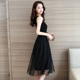 显瘦遮肚百搭中长款 外穿网纱背心打底裙女新款 春秋大码 吊带连衣裙