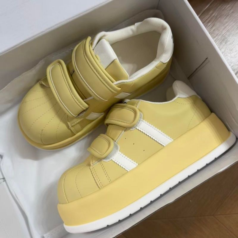 韩版魔术贝壳头小白鞋202