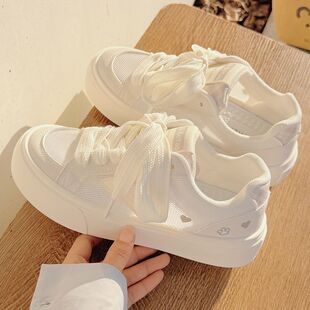 低跟夏天鞋子透气帆布鞋2026新款网鞋初中女生百搭小白鞋运动板鞋