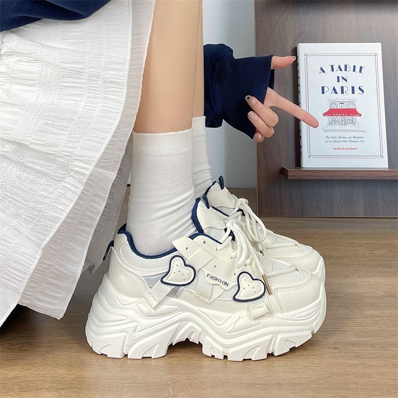 白蓝爱心老爹鞋女2026爆