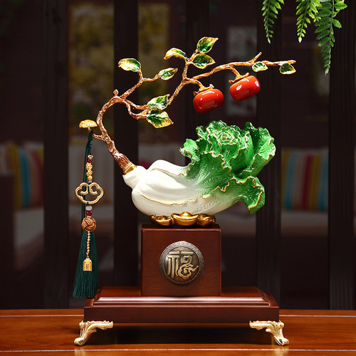 新中式白菜摆件招财喜柿连连