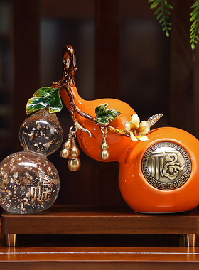 五福临门葫芦摆件新中式高档客厅玄关酒柜装饰品乔迁新居搬家礼物