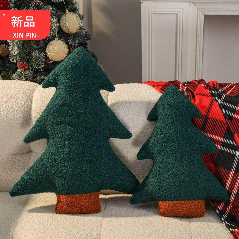 亚马逊圣诞树抱枕沙发客厅午睡靠枕靠垫装饰毛绒摆件玩偶圣诞礼物