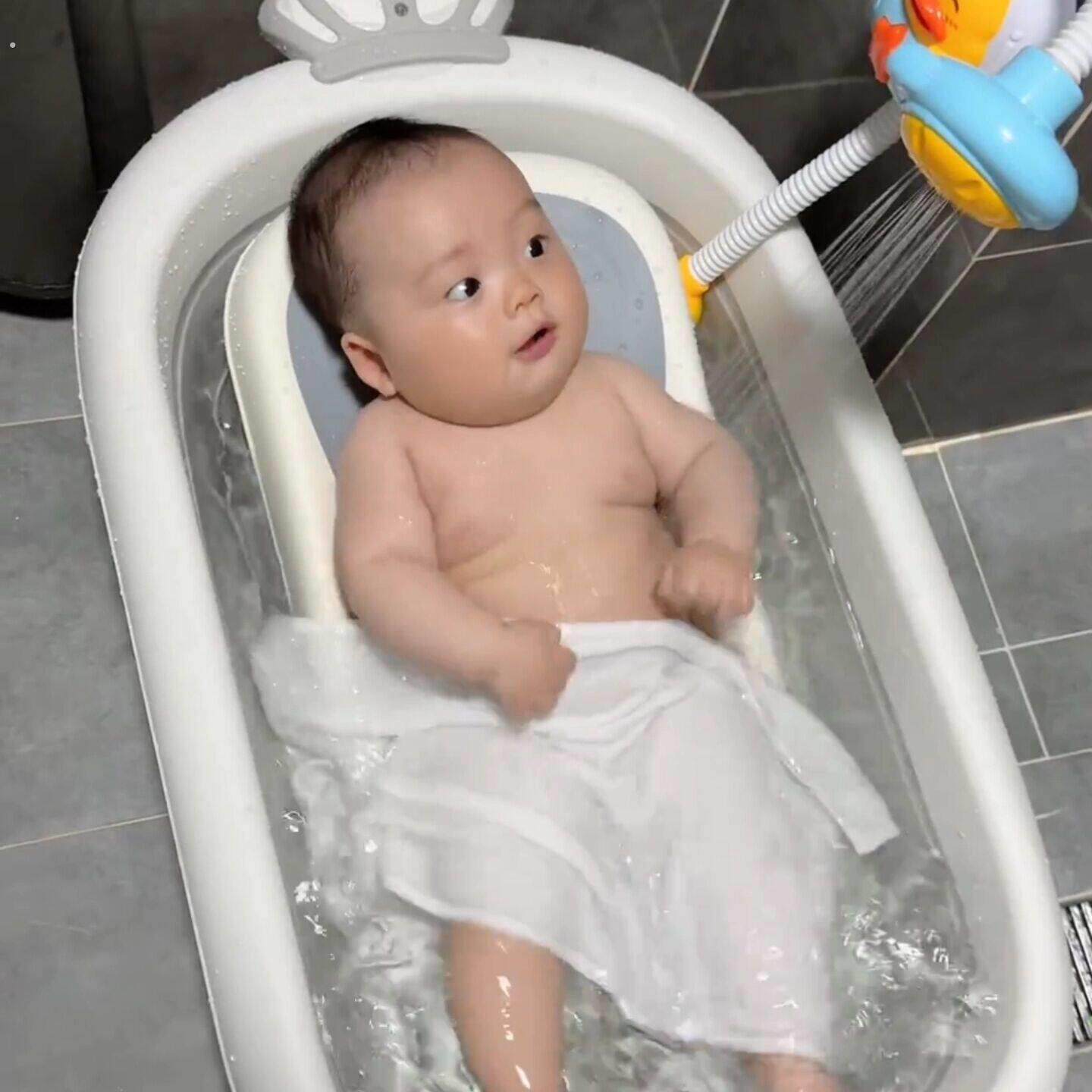 婴儿洗澡盆浴盆0到6岁新生宝宝坐躺托一体可折叠大号浴桶洗澡神器