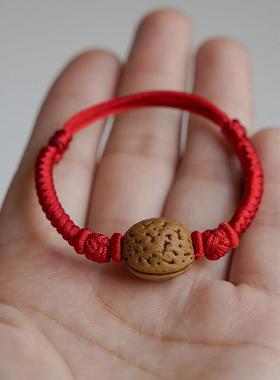 宝宝婴儿童桃核胡篮吓惊防身护成人红绳本命年桃木手链脚链手串